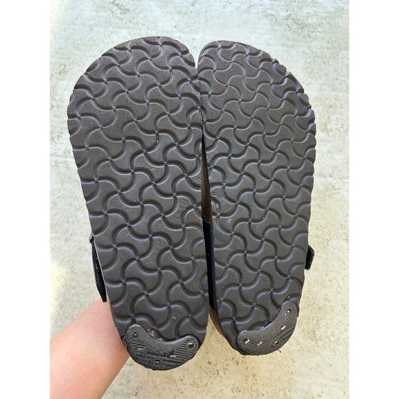 Birkenstock Womens Sz 39 Black Leather Gizeh Thong Sandals Adjustable Strap - Picture 5 of 9